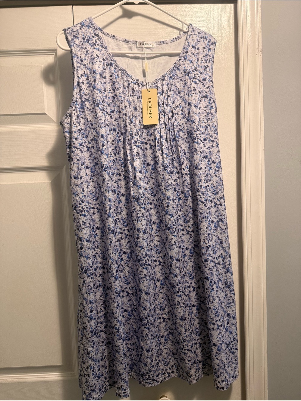 Light Blue Floral Sleeveless Night Shirt